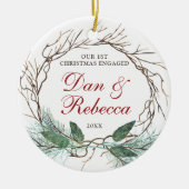 Verlobung für personalisierte Namen Wasserfarbenkr Keramik Ornament (Vorne)