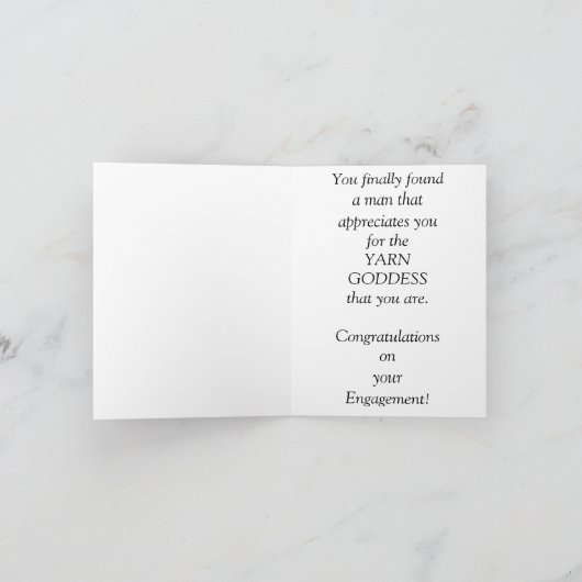 Verlobung Glückwünsche. Garne, Strick, Häkelchen Karte (Innenseite)