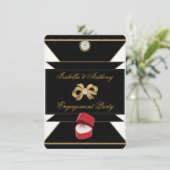 Verlobung Gold Diamond Ring Red Black Party Einladung (Stehend Vorderseite)