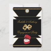 Verlobung Gold Diamond Ring Red Black Party Einladung (Vorderseite)