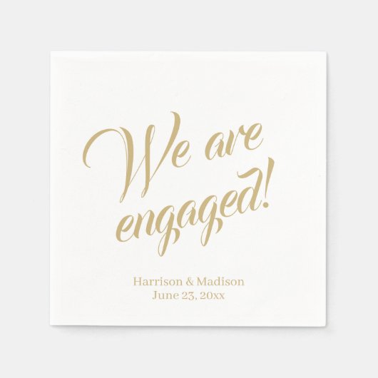 Verlobung Gold Script individuelle Name Elegante C Serviette (Vorderseite)