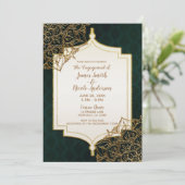 Verlobung "Green & Gold" in Marokko Einladung (Stehend Vorderseite)
