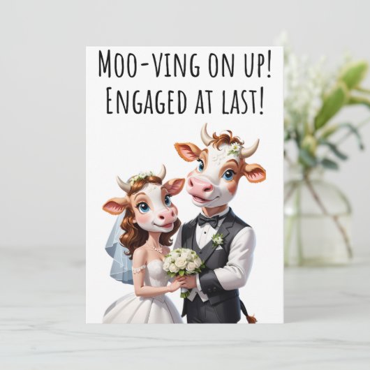 Verlobung Herzlichen Glückwunsch Cards Funny Cow C Einladung (Stehend Vorderseite)
