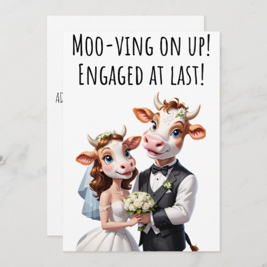 Verlobung Herzlichen Glückwunsch Cards Funny Cow C Einladung (Vorne/Hinten)