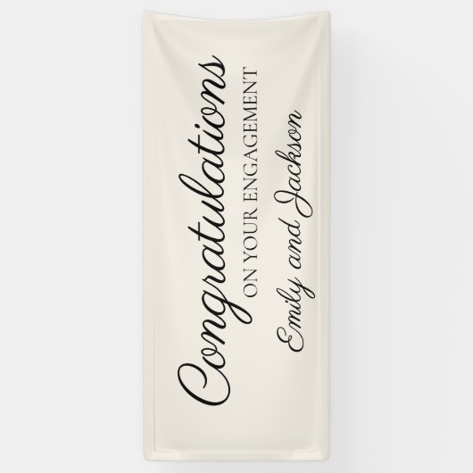 Verlobung Herzlichen Glückwunsch Script Name Creme Banner (Vertikal)