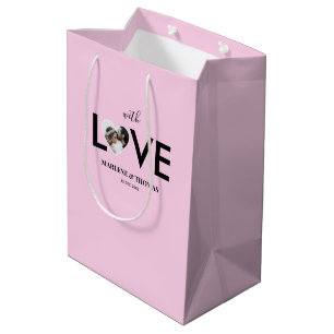 Verlobung Hochzeit Benutzerdefiniertes Foto Rosa H Mittlere Geschenktüte