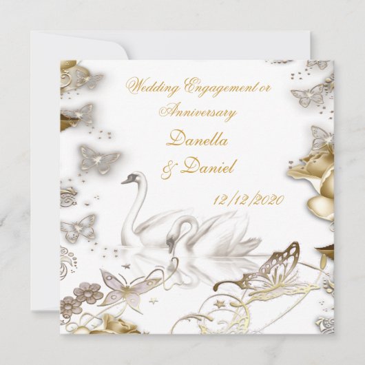 Verlobung Hochzeit oder Jubiläum Einladung (Vorderseite)