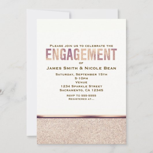 Verlobung Imitats Rose Gold Champagner Einladung (Vorderseite)