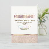 Verlobung Imitats Rose Gold Champagner Einladung (Stehend Vorderseite)