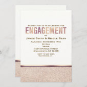 Verlobung Imitats Rose Gold Champagner Einladung (Vorne/Hinten)