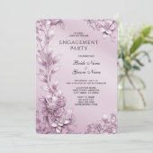 Verlobung in rosa Blumenblättern Einladung (Stehend Vorderseite)