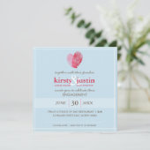 VERLOBUNG INVITE Modernes Fingerabdruckherz Blau Einladung (Stehend Vorderseite)