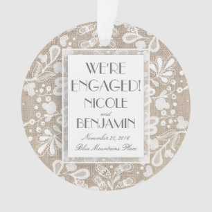 Verlobung Lace und Burlap Elegant Ornament