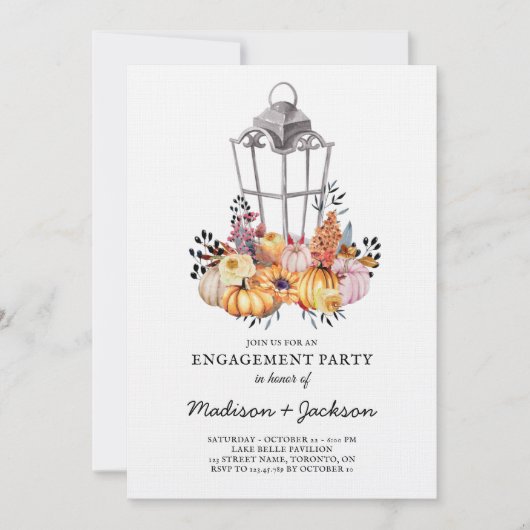 Verlobung Lantern Wasserfarbenherbst Einladung (Vorderseite)