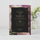 VERLOBUNG | Moderne, Abstrakte Weinflocken Einladung (Stehend Vorderseite)