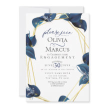 Verlobung Modernes Deep Indigo Blau und Gold