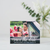 Verlobung Modernes Skript-Save the Date-Foto Postkarte (Stehend Vorderseite)