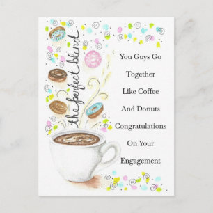 Verlobung Passt Zusammen Wie Kaffee und Donuts Postkarte
