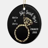 Verlobung, Personalisierter Name und Datum Keramik Ornament (Links)