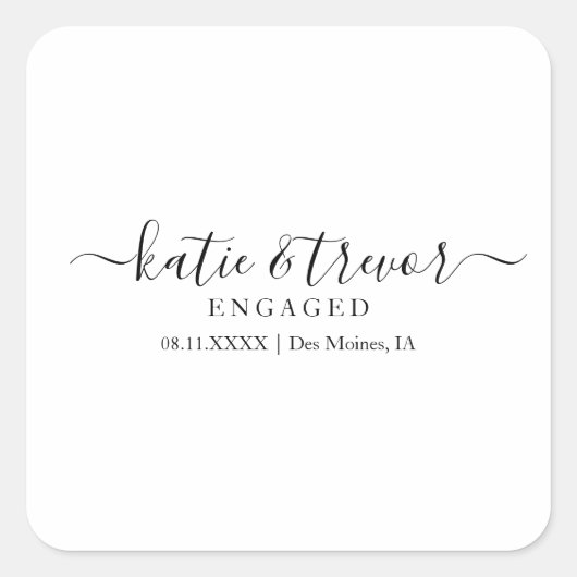 Verlobung Quadratischer Aufkleber (Vorderseite)