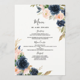 Verlobung Quinceanera für Hochzeiten von Navy & Bl Menükarte