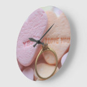 Verlobung Ring Candy Herz Große Wanduhr (Winkel)