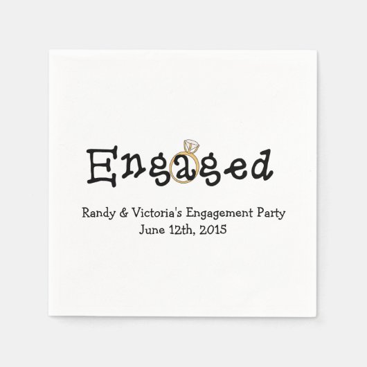 Verlobung Ring Engagement Party Papier Napkins Serviette (Vorderseite)