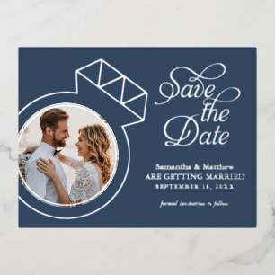 Verlobung Ring Foto Hochzeitsankündigung Folie Einladungspostkarte