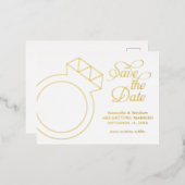 Verlobung Ring Foto Hochzeitsankündigung Folie Einladungspostkarte (Vorderseite/Rückseite)