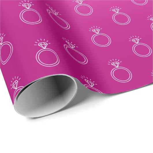 Verlobung Ring Wedding Hot Pink Wrapping Paper Geschenkpapier (Rolleneckpunkt)
