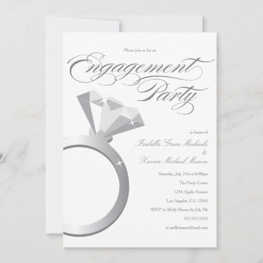 Verlobung Ring - weiß | Einladung der Einsatzparte (Vorderseite)