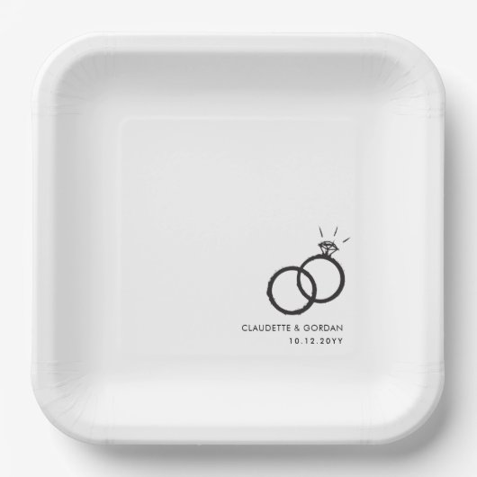 Verlobung Rings | Beteiligungspartenerskript Pappteller (Vorderseite)