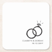 Verlobung Rings | Beteiligungspartenerskript Rechteckiger Pappuntersetzer (Vorderseite)