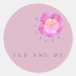 Verlobung: Rosa Blüten Runder Aufkleber