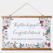 Verlobung Rosa Blütengrün Wandteppich Mit Holzrahmen (Vorne)