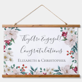 Verlobung Rosa Blütengrün Wandteppich Mit Holzrahmen