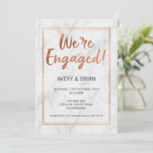 Verlobung Rose Gold und Marmor Einladung (Stehend Vorderseite)