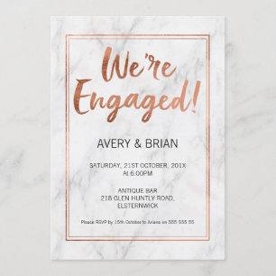 Verlobung Rose Gold und Marmor Einladung