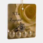 Verlobung Rose, Ring und Perlen Keramikornament (Rechts)