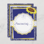 Verlobung Royal Blue and Yellow Sunflowers Ankündigung (Vorne/Hinten)