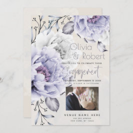 VERLOBUNG | Rustikaler Lilac und Alabaster Peony F Einladung