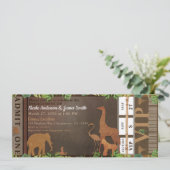 Verlobung Safari Jungle Brown Animals Ticket Einladung (Stehend Vorderseite)
