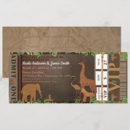 Verlobung Safari Jungle Brown Animals Ticket Einladung