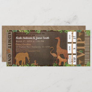 Verlobung Safari Jungle Brown Animals Ticket Einladung