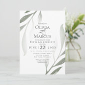 VERLOBUNG | Sage Green Olive Branch Watercolor Einladung (Stehend Vorderseite)