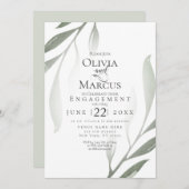 VERLOBUNG | Sage Green Olive Branch Watercolor Einladung (Vorne/Hinten)