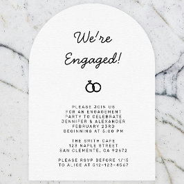 Verlobung Schwarzweiß-Karte Einladung