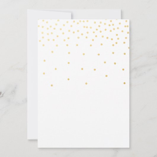 VERLOBUNG SHOWER White & Gold Confetti Einladung (Rückseite)