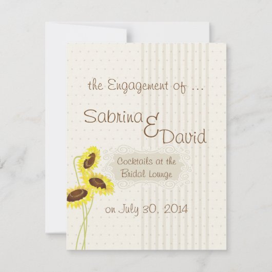 Verlobung Sonnenblumen und Streifen Ankündigung (Rückseite)