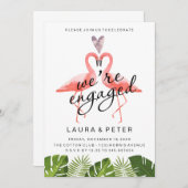 Verlobung| tropisches Flamingos Einladung (Vorne/Hinten)